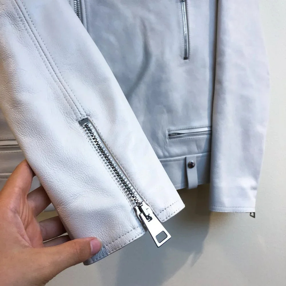 JOSEPH Ryder 100% Lamb Leather White Designer Classic Motorcycle Jacket 36 RARE - Picture 4 of 12